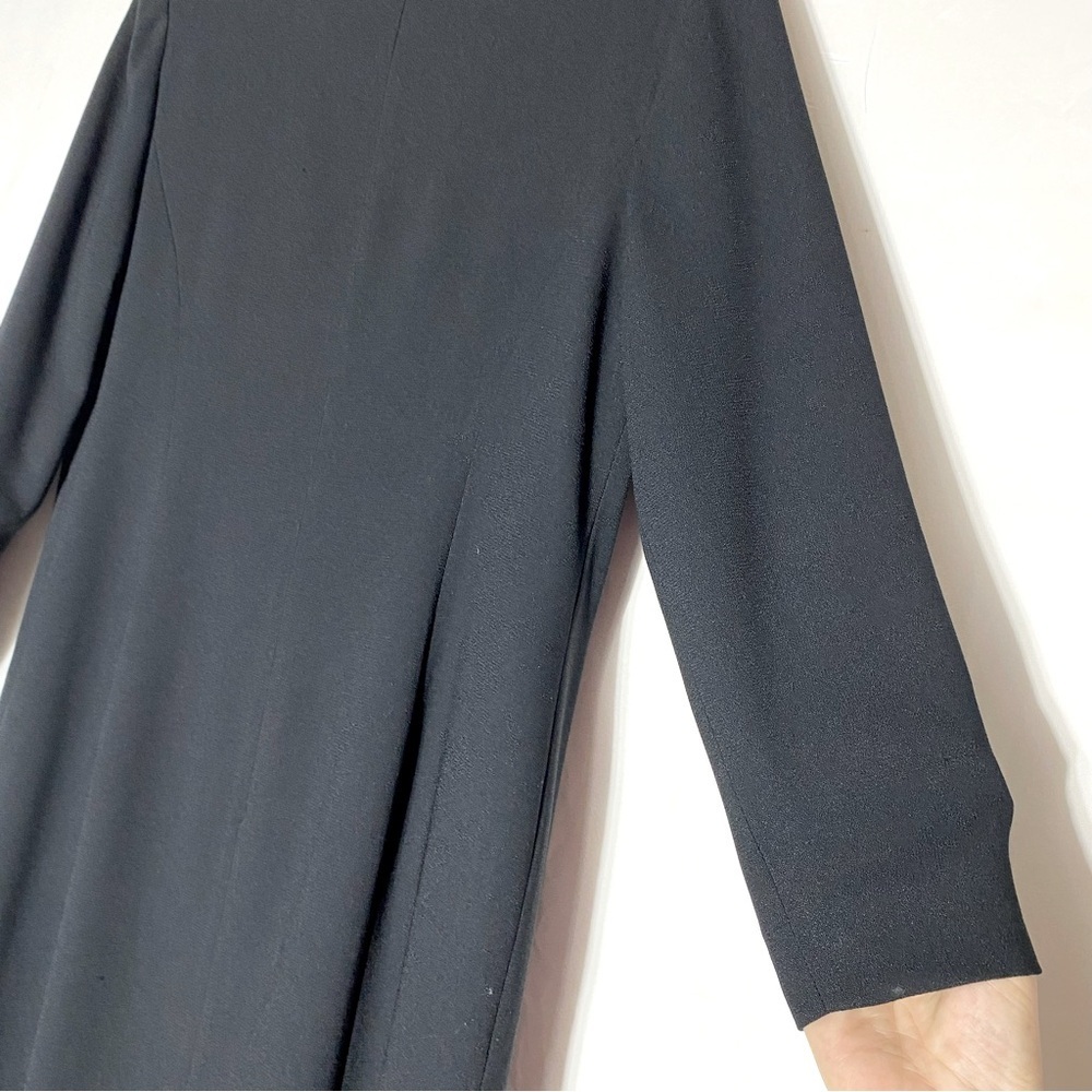 Vintage Simon Chang Black Long Sleeve Midi Dress With Slit And beaded Trim 8 - Picture 9 of 16